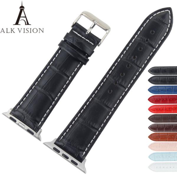 Cheap ALK iWatch band Genuine Leather Bracelet Belt For Apple Watch band  38 40 42 44mm Series 4/3/2 Strap For Smartwatch Acce for sale