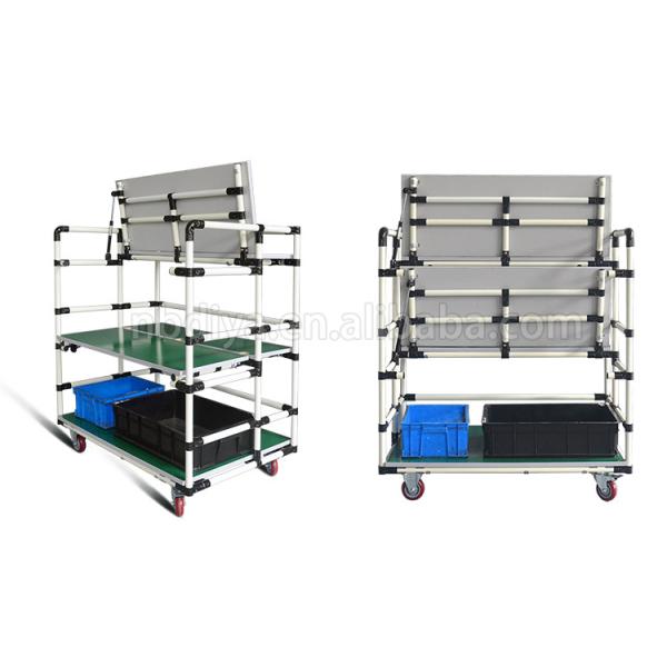 Lean Pipe Metal Work Cart , Automobile Workshop Tool Cart High Performance