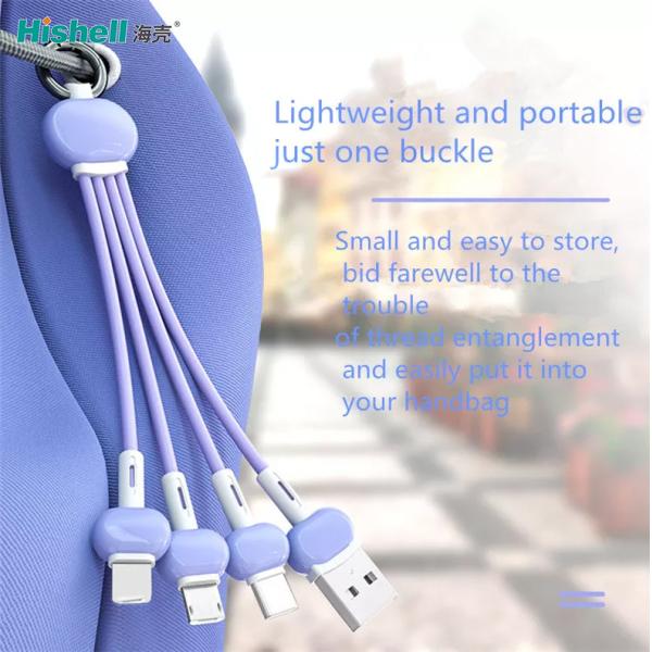 Antiwear Mobile Multi Charger Cable 3 In 1 Stainproof Multiscene