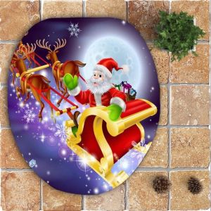 Christmas Festival Decoration Memory Foam Bath Mat 3 Pieces Set Universal Size