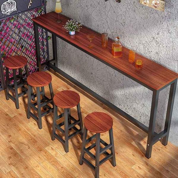 Cheap Vintage Brown High Chair Bar Table 1.6m Tall Stool Table For Coffee Shop for sale