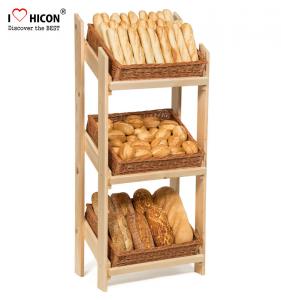 Best Retail Floor Standing Wooden Bread Display Stand For Bakery Store / Food Shops wholesale