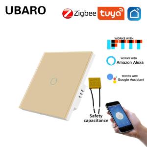 China 1Gang Tuya Smart Home Zigbee Light Switch Uk Standard EU Standard Zigbee Led Indicator Support Google Assistant Voice on sale