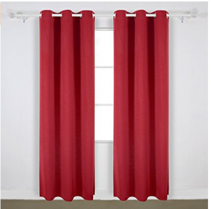 Bright Red Modern Window Curtains With 100 Percents Polyester Shading Fabric