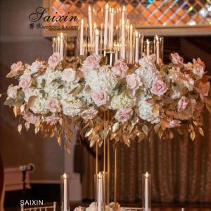 Best ZT-563 Luxury Wedding Centerpiece 13 arms candle holders with flower arrangements hurricanes gold candle stands wholesale