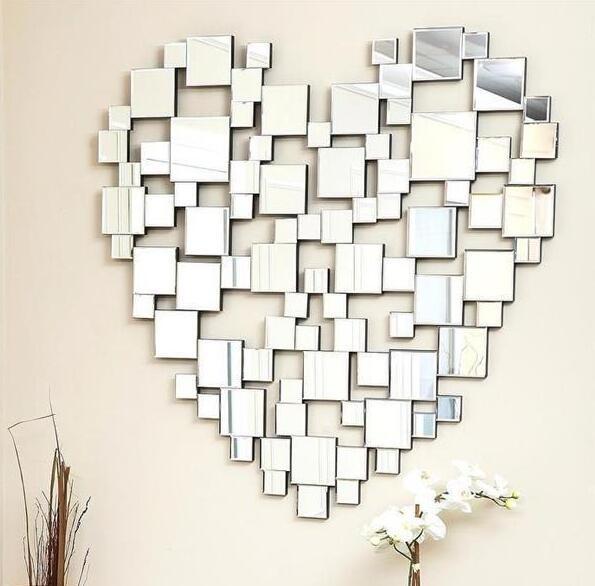 Cheap Heart Shape Modern Decorative Wall Mirrors , Venetian Large Silver Wall Mirror for sale