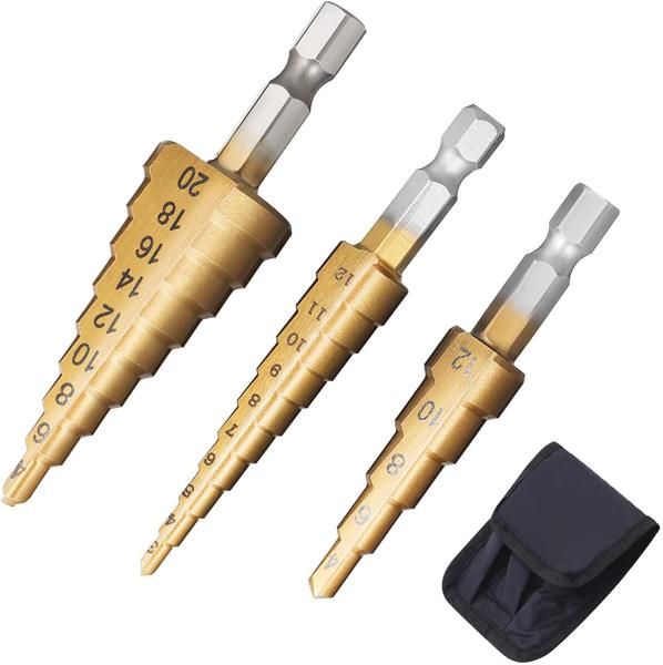 Cheap 6.35mm Diameter Titanium Coated 3 PCS HSS Co Steel Drill Bits for sale