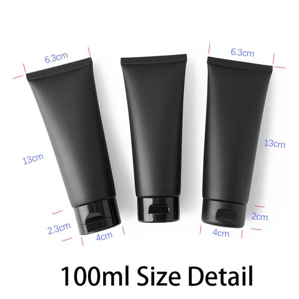 Matte Black PP PE Empty Cosmetic Tubes Lotion Squeeze Bottles 50ml 100ml