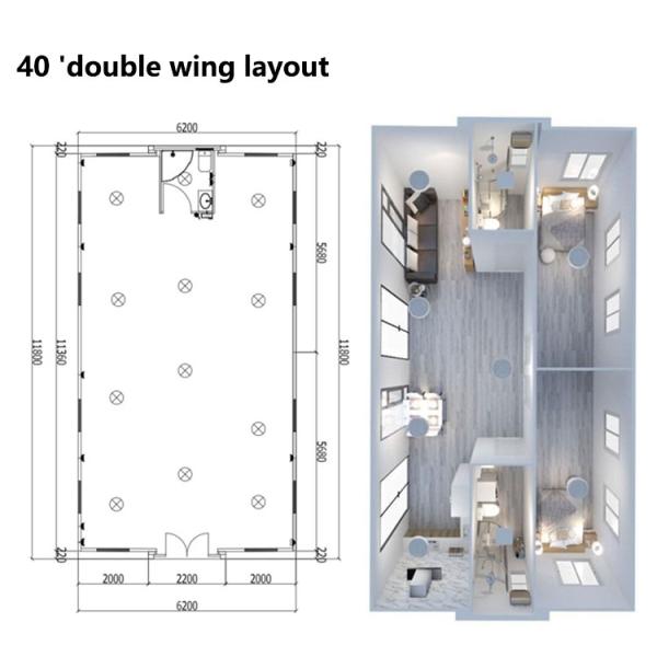 Modern Design Expandable Container House with Double Wing Folding Series Optional Door