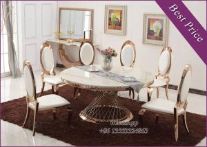 China Luxury Gold Stainless Steel Dining Table with Chair For Sale (YS-4) on sale