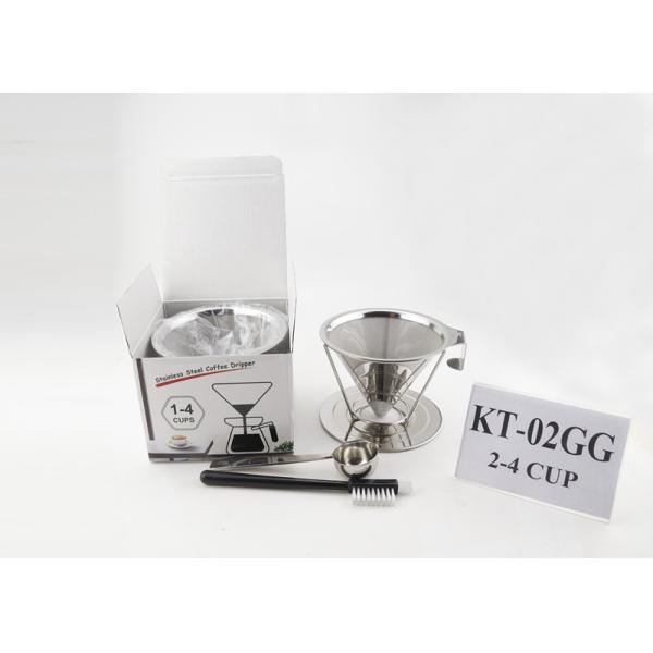 304 SS Coffee Maker Gift Set Paperless Coffee Filter With Clean Brush