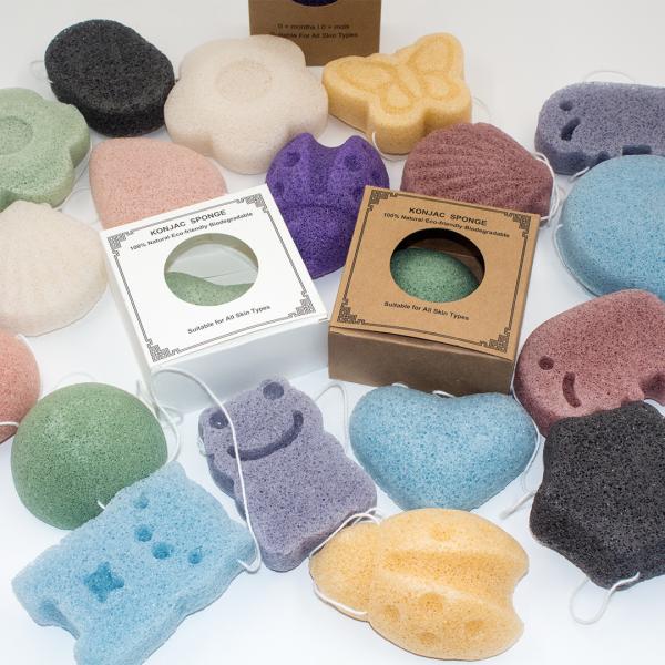 Large Natural Baby Bath Sponge Vegan Bamboo Charcoal Konjac Facial Sponge