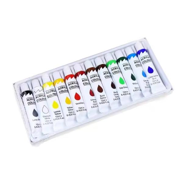 24 Colors 60ml Non Toxic Art Acrylic Paint Kit With 12 Brushes For Painting