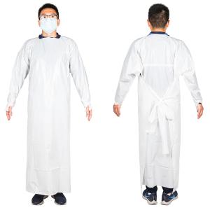 PE Disposable Fluid-Resistance Thumbs Loop White Isolation Gown