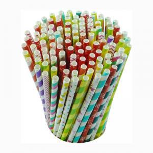 Best 198mm×6mm Paper Drinking Straws Rainbow Color For Hot Drinks wholesale