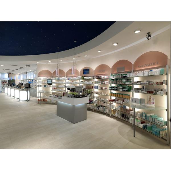 Environmental Pharmacy Display Stands / 4 Layers Lockable Glass Display Case