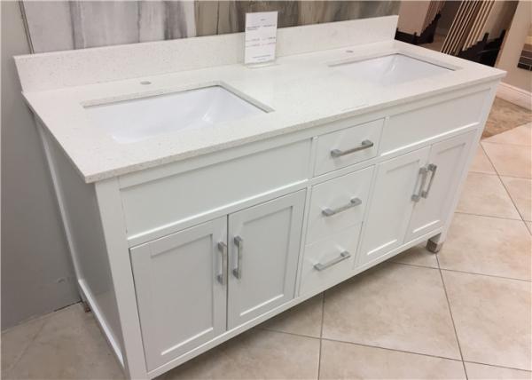 Cheap 61" Quartz Bathroom Vanity Countertops Double Sink , Quartz Slab Countertops for sale