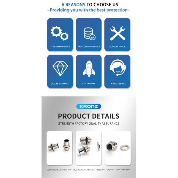 Waterproof M12 12 Pin Socket Wire Board Front Connector Cable with Zinc Alloy Shell