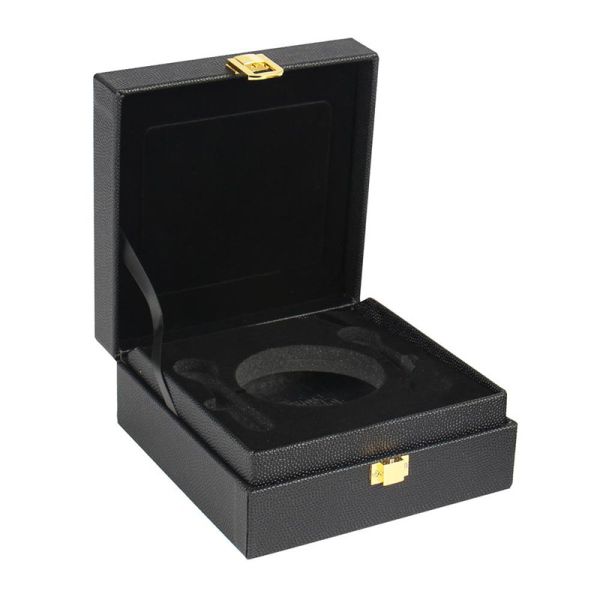 PU Leather Caviar Packaging Gift Box With Gold Foil