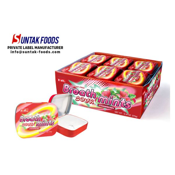 After Dinner Round Mint Candy / Sour Strawberry Candy For Chain Store