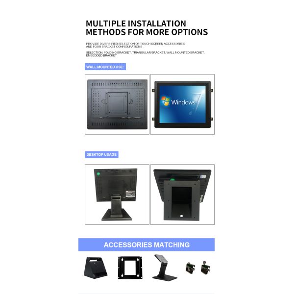 15 17 19 Inch Embedded All In One Industrial PC Panel Open Frame Fanless
