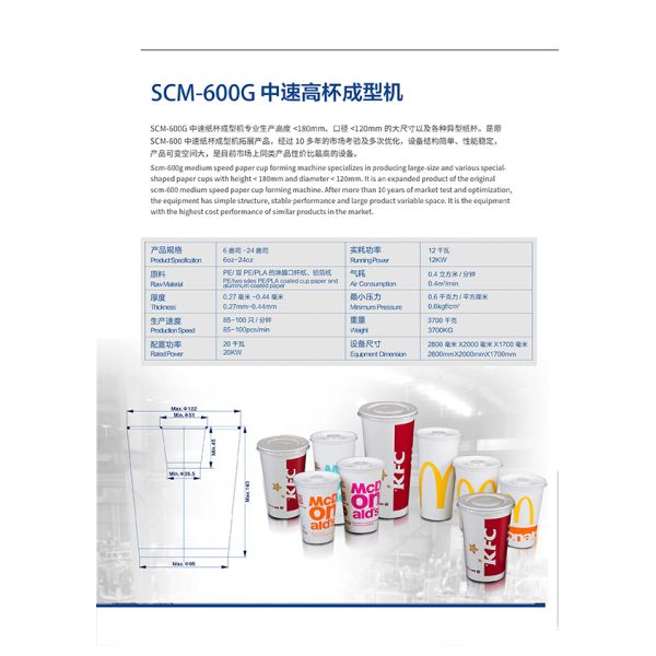 PLA Coated Automatic Paper Cup Machine 6-42oz