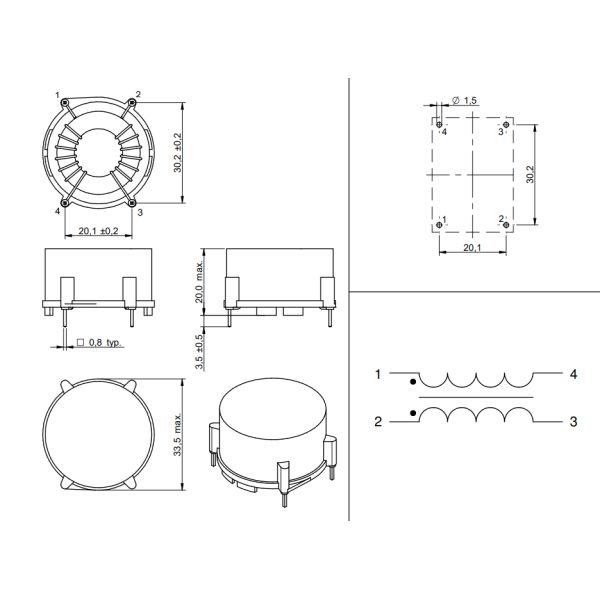 7446921027 LF Common Mode Power Line Choke For Power Line Filter