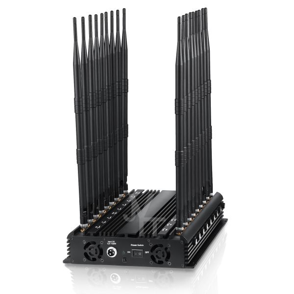 18 antennas signal jammer blocking all 2G 3G 4G 5G WIIFI (Including 5.2G,5.8G,WIFI 6E) GPS RF LOJACK signals with remote control.