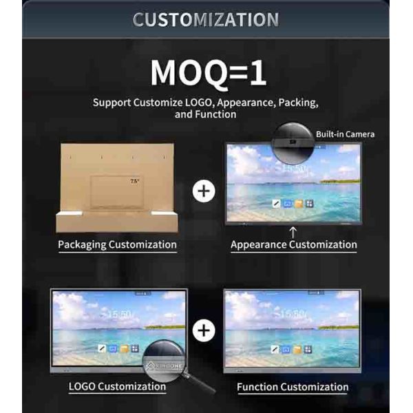 UHD 4K Touch Screen Board For Teaching 98" Smart Interactive Flat Panels