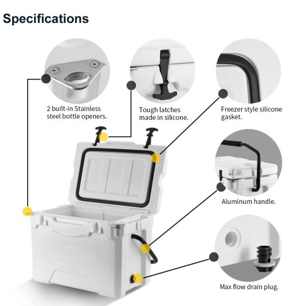 Hard Rotomolded Ice Box Cooler Outdoor 25QT Picnic Fishing
