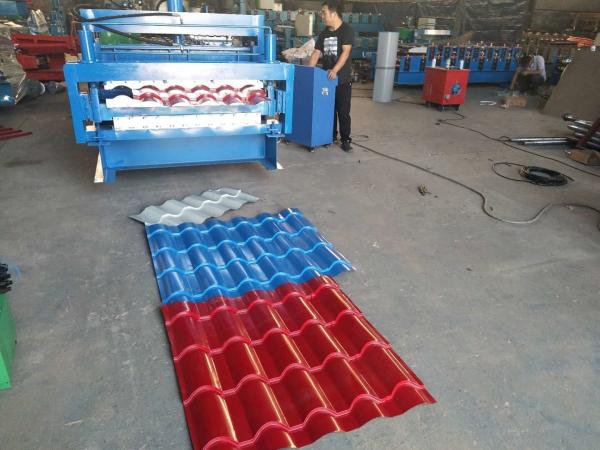 Cheap Bamboo Style Glazed Tile Roll Forming Machine 7 Meter Double Layer Type for sale