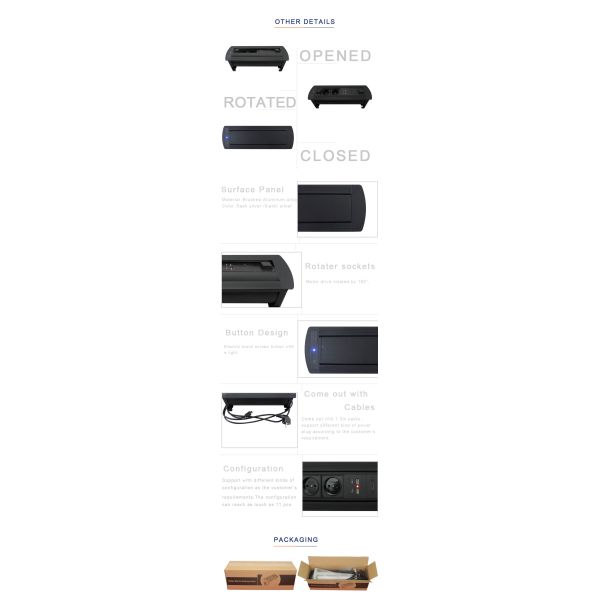 Conference Multi-function Tabletop Hidden Rotating Power Socket Connection Box