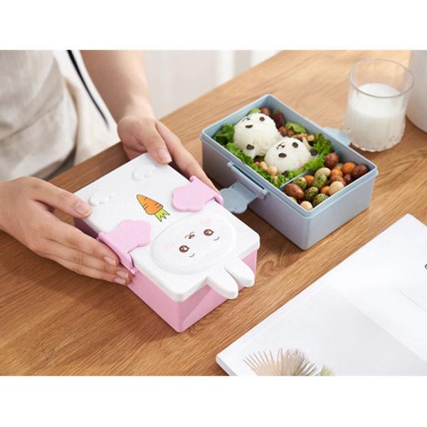 Cheap PP And Wheat Straw Fibre Lunch Box 2 Compartments Bento for sale