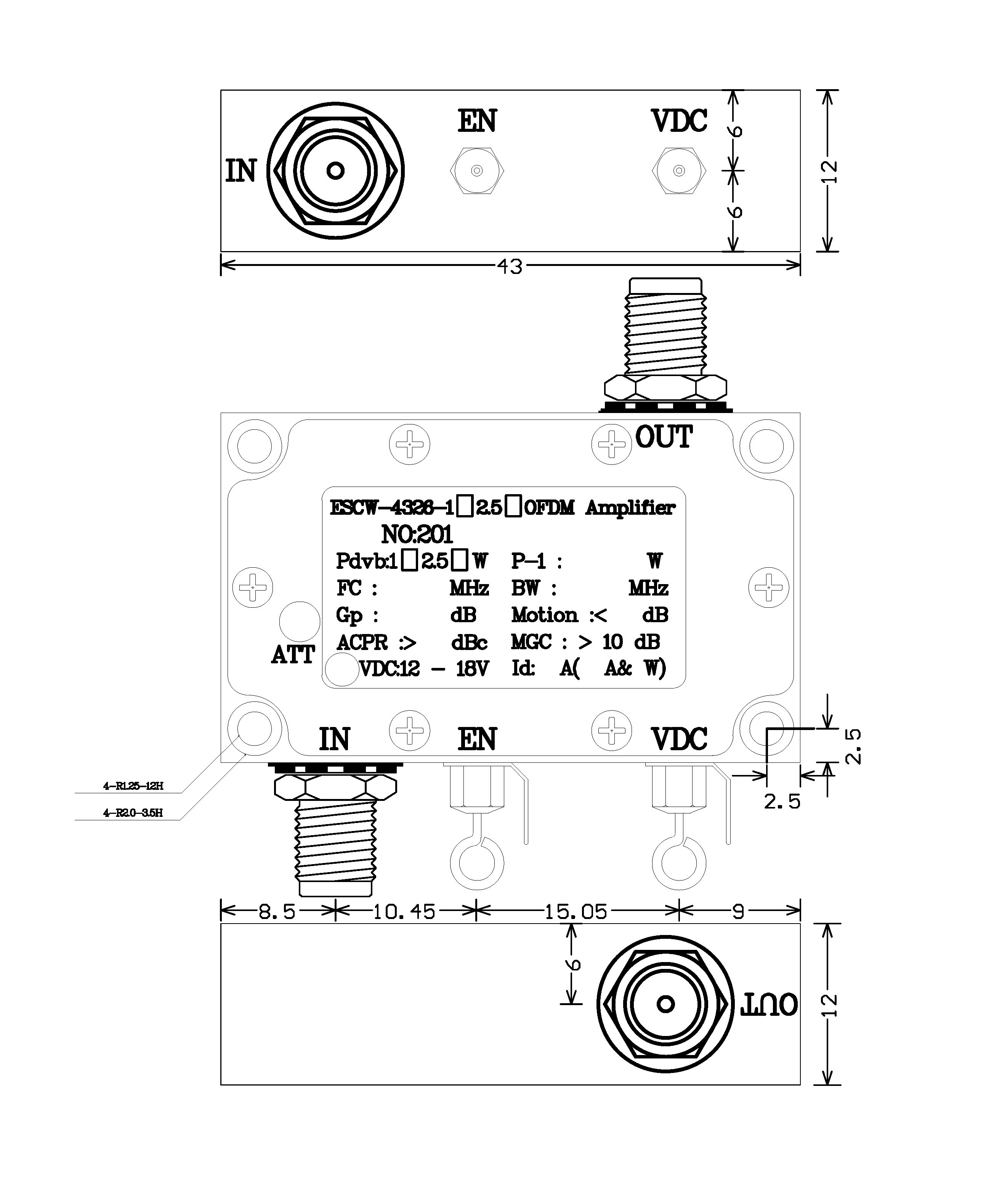 1W RF Amplifier Mini Size High Efficiency