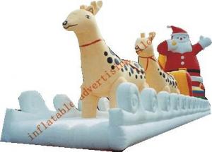 Best Inflatable Christmas Santa With Ride Reindeer Made Of PVC Tarpaulin For Christmas wholesale