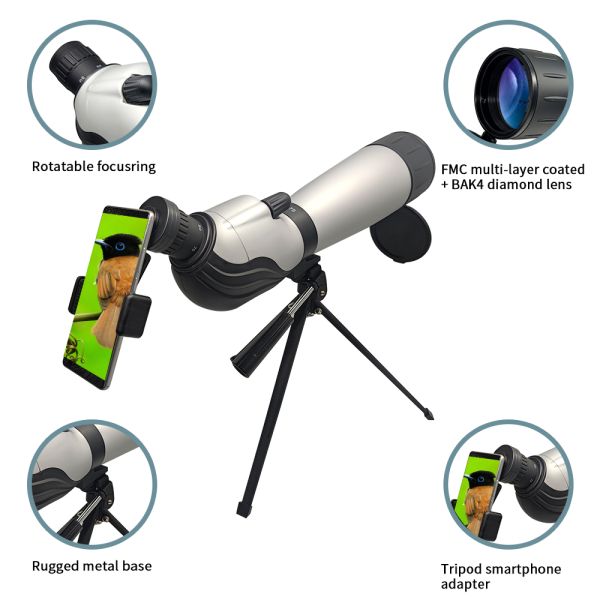 25-75x75 Birding Spotting Scope For Hunting , Telescope For Wildlife Photography