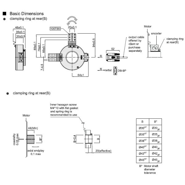 K100 Through Hole High Resolution Rotary Encoder External Diameter 100mm Shaft 42mm 12000ppr