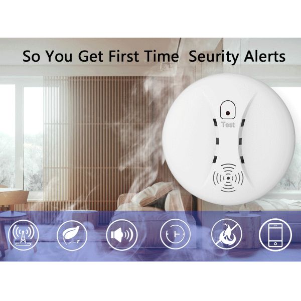 Battery Operated Smoke Fire Detector Photoelectric Sensor Alarms With Light Sound Warning