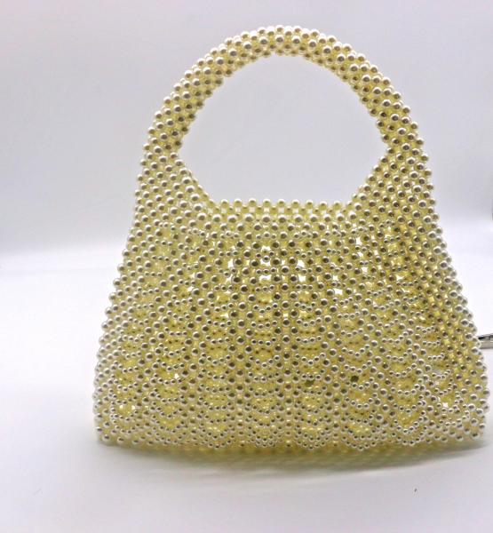Cheap Fashion White Pearl Handbag Hand Woven For Women 23cm Height 22cm Length for sale