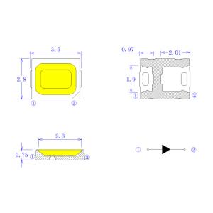 Energy Saving 2835 18v 60ma LED Light Chip 150-160lm