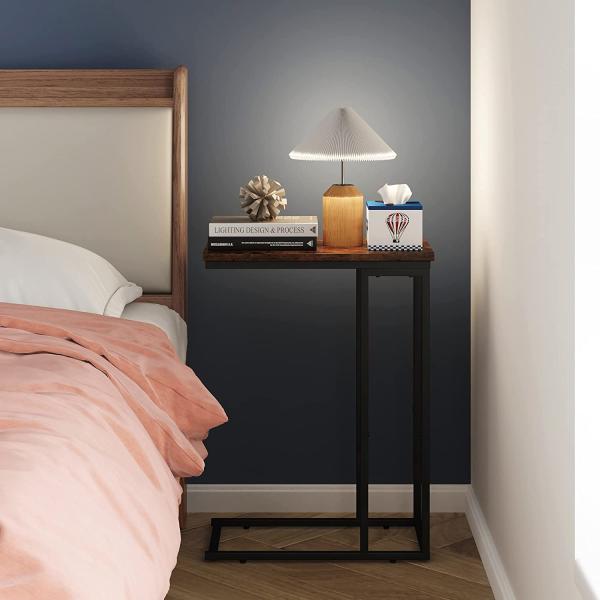 Cheap  Side Table, End Table, C Shaped Small Night Table Sofa End Table with Optional Adjustable Feet and Casters, for sale