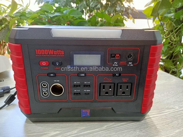 AC220v/240v/110v 1000W Portable Power Station Smart Emergency Solar Power Generator