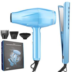 2 in 1 Hair Dryer and Hair Straightener Set Professional High Power 2200W Hair Care Gift Set