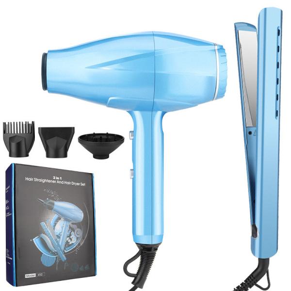 Cheap 2 in 1 Hair Dryer and Hair Straightener Set Professional High Power 2200W Hair Care Gift Set for sale
