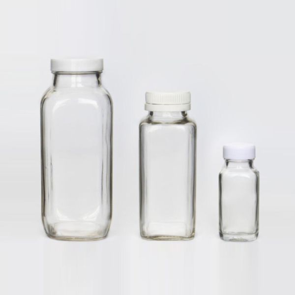 Plastic Lids Glass Drink Bottles 300ml 500ml Juice Packaging Containers