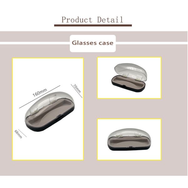 Transparent Top Black Base Clear Plastic Sunglass Case