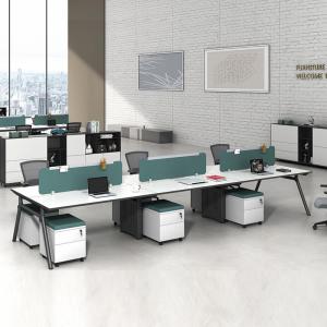 Open Office Desk Metal Legs 6 Person Workstation With Desktop Partition