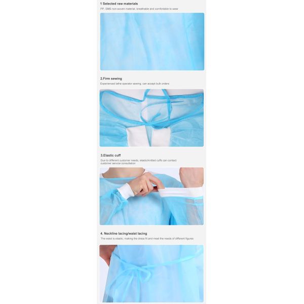 Hospital EN13795 25G Disposable Isolation Gowns