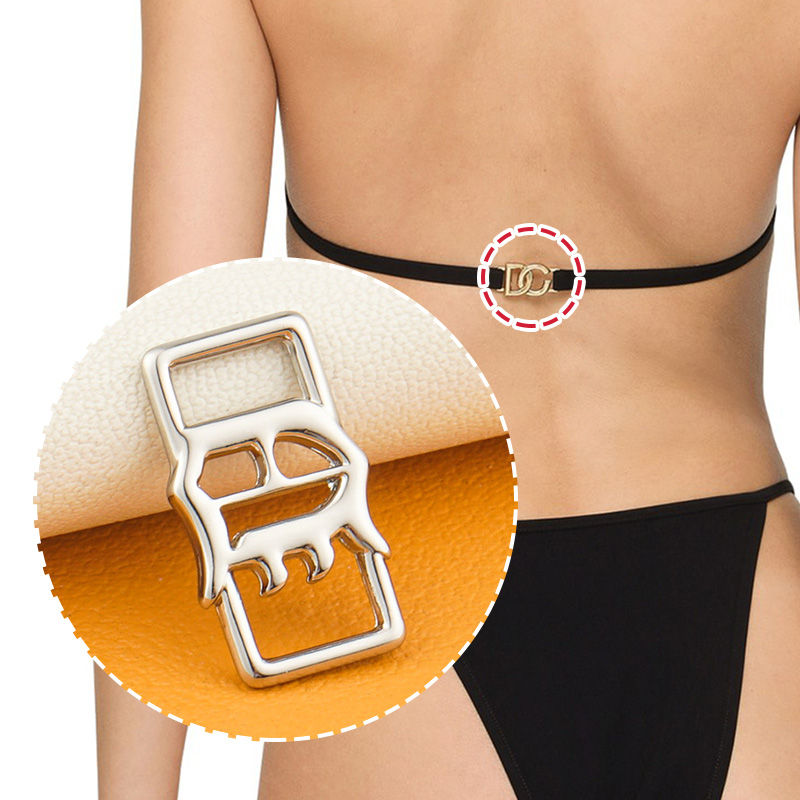 Customized Color Metal Logo Letter Rose Gold Sewing Dress Logo for Clothes Turtleneck