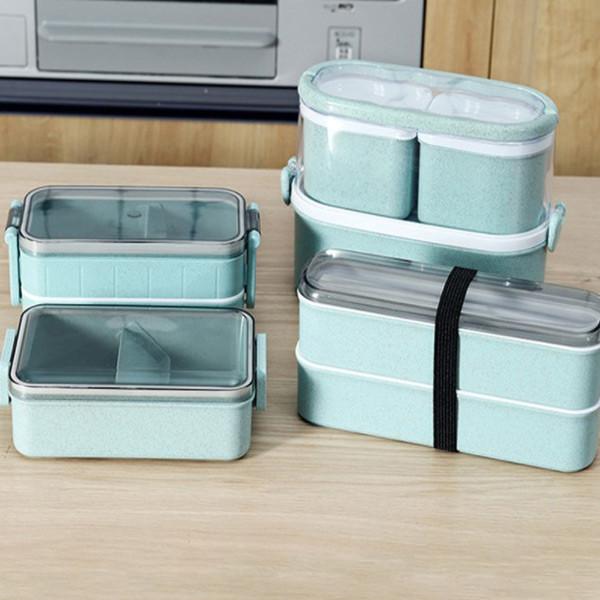 Cheap Sustainable Wheat Straw Plastic Multi Compartment Lunch Box Japanese Style for sale